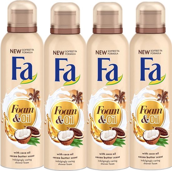 Fa Mousse & Oil Kokosolie & Cacao Doucheschuim 4 x 200 ml Voordeelverpakking