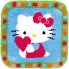 Knoopvormtapijt kit Hello Kitty met hartje - Vervaco - PN-0153808