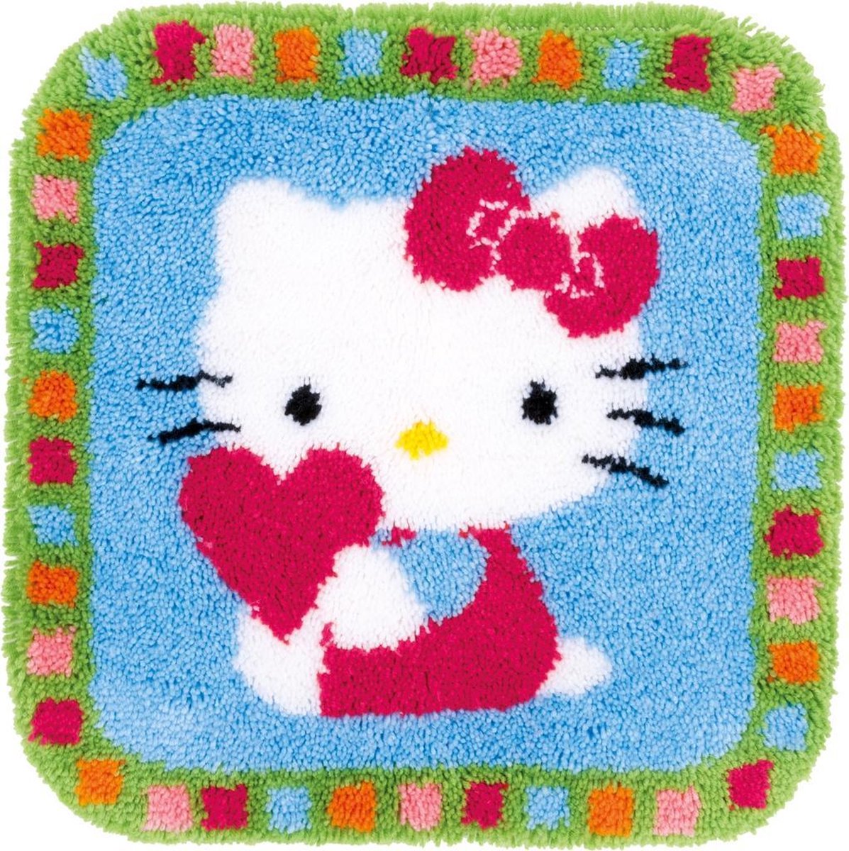 Vervaco - Knoopvormtapijt kit - Hello Kitty met hartje - PN-0153808 - Borduren - Borduurpakket - Borduurpakket volwassenen - Borduurpakket kind