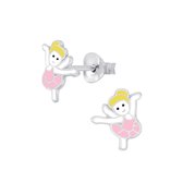Joy|S - Zilveren ballerina danseres oorbellen 8 mm