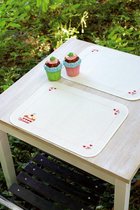 2 Plastic placemats met garen en telpatroon