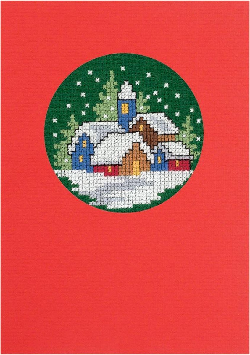 borduurpakket 12.110 kerstkaart, winterdorp (incl. p.p. kaart en enveloppe)  | bol.com