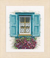 Vervaco Borduurpakket raam met blauwe luiken