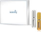 Scenty - Parfum Verstuiver Navulbaar - Mini Parfum Flesje - Reisflesje - Zilver & Goud - 2 stuks - Inclusief hoesje!