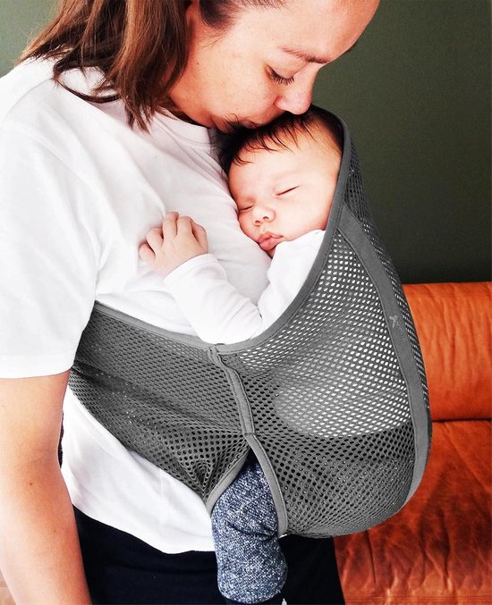 Porte-bébé en mesh doux et léger avec sangle de ceinture - gris | bol.com