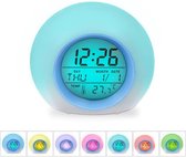 WiseGoods - Premium Digitale LED Wekker - Wekker Met LED Verlichting - Nachtlamp Wekker - 7 Kleuren - Blauw