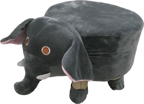 marketing Voorschrift komedie Dielay - Krukje Dieren - Kinderkruk - Hout en Pluche - 23x28 cm - Olifant |  bol.com