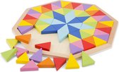 New Classic Toys Houten Geometrische Vormenpuzzel - 72 driehoekige houten blokken