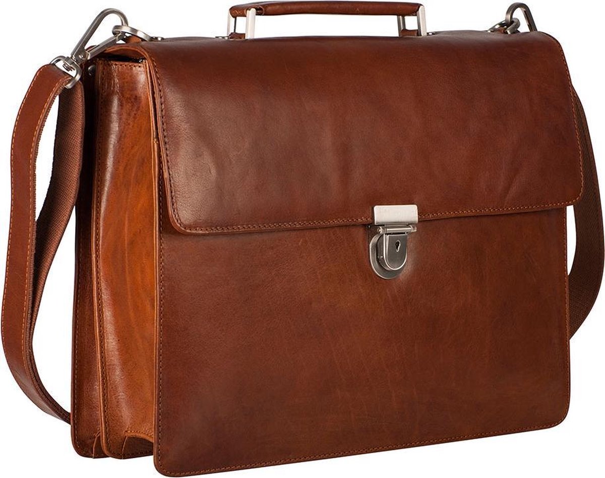 Leonhard Heyden Cambridge aktetas 1-vaks 13 inch - Cognac