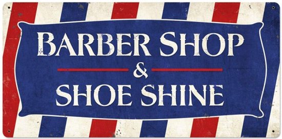 Barber Shop - Shoe Shine Zwaar Metalen Bord 60 x 29 cm