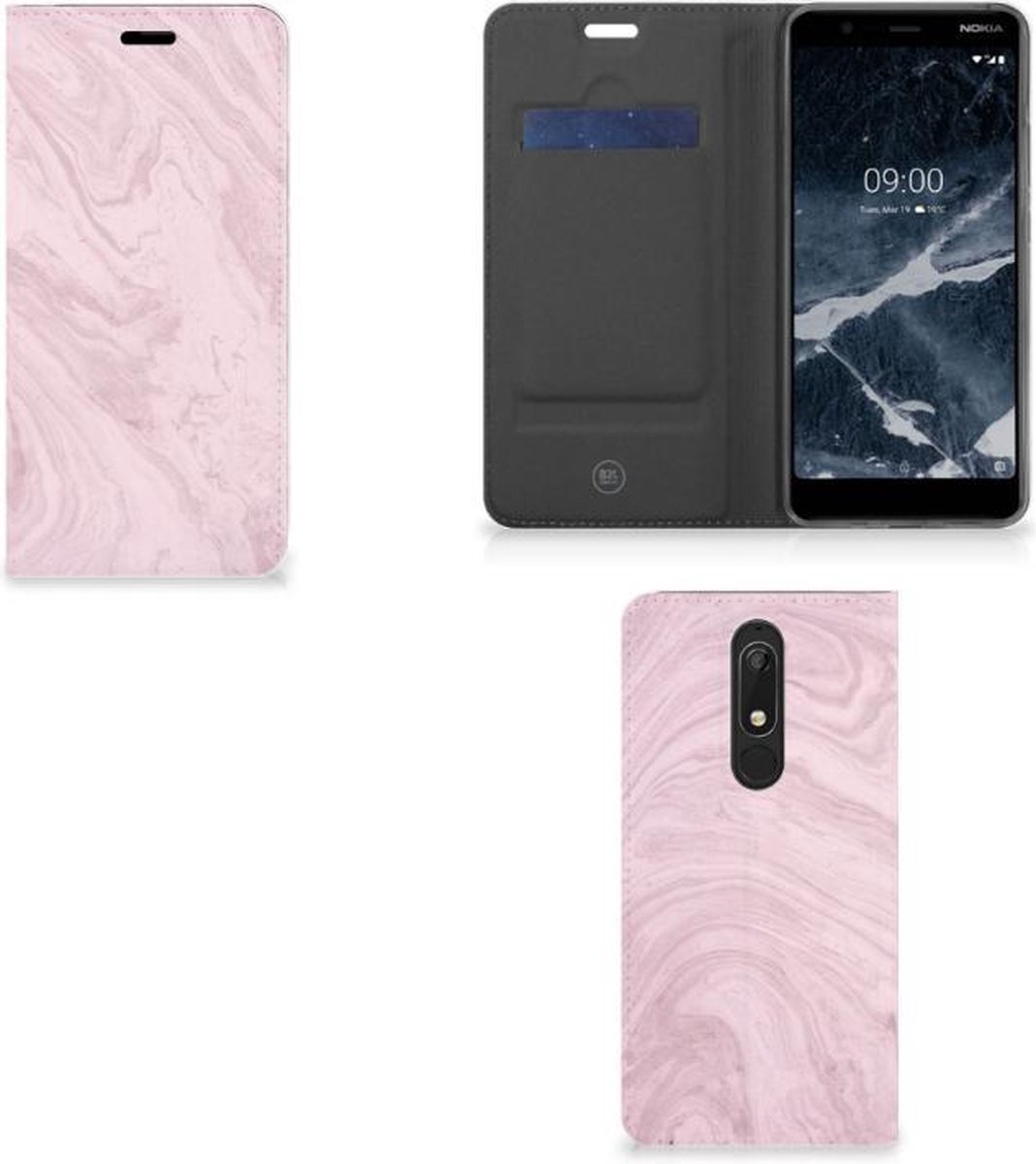 Nokia 5.1 (2018) Standcase Marble Pink - Origineel Cadeau Vriendin
