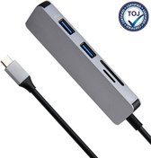 TOJ 6 in 1 Aluminium USB Type C Hub - 4K HDMI Adapter - USB 3.0 - USB C PD - SD / Micro SD Cardreader