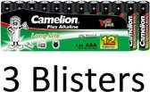 36 Stuks (3 Blisters a 12 st) Camelion Green Zinc AAA/R03