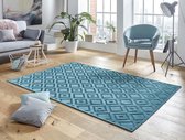 Modern vloerkleed ruiten Iris - blauw 80x250 cm