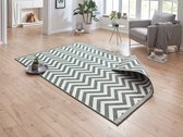 Binnen & buiten vloerkleed zigzag Palma - groen/crème 80x150 cm