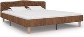 Bedframe Bruin Kunst Suède Leer (Incl LW Anti kras Vilt) 180x200 cm - Bed frame met lattenbodem - Tweepersoonsbed Eenpersoonsbed