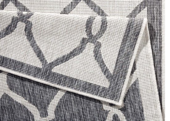 TT Home Tuin Vloerkleed Tapijt Binnen En Buiten Keuken Geometrisch Ruitjes Boho Scandi, Kleur:Wit Zwart Crème, Maat:160x220 cm