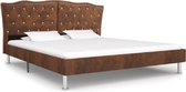 Bedframe Bruin Kunst Suède Leer (Incl LW Anti kras Vilt) 180x200 cm - Bed frame met lattenbodem - Tweepersoonsbed Eenpersoonsbed