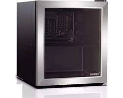 Husky CKK50-CNS - Mini Koelkast - Met Glazen Deur - 46 Liter - Zilver