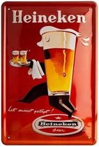 Wandbord  Bier Retro Vintage Wand Bord Muur Kamer Decoratie Metaal Emaille Reclame Wandborden Tekst Mancave Metalen Bord Heineken Bierglas Ober 20x30cm