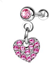 Helix piercing hanger CZ hart roze