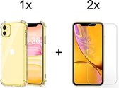 iPhone 11 hoesje shock proof case transparant hoesjes cover hoes - 2x iPhone 11 Screenprotector Screen Protector