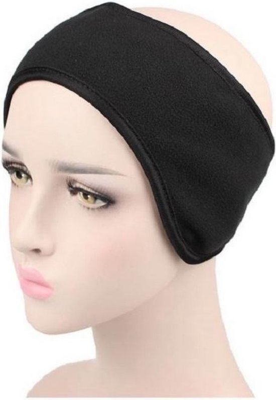 Foto: Hoofdband oorwarmer earmuffs fleece wintersport sport klittenband zwart