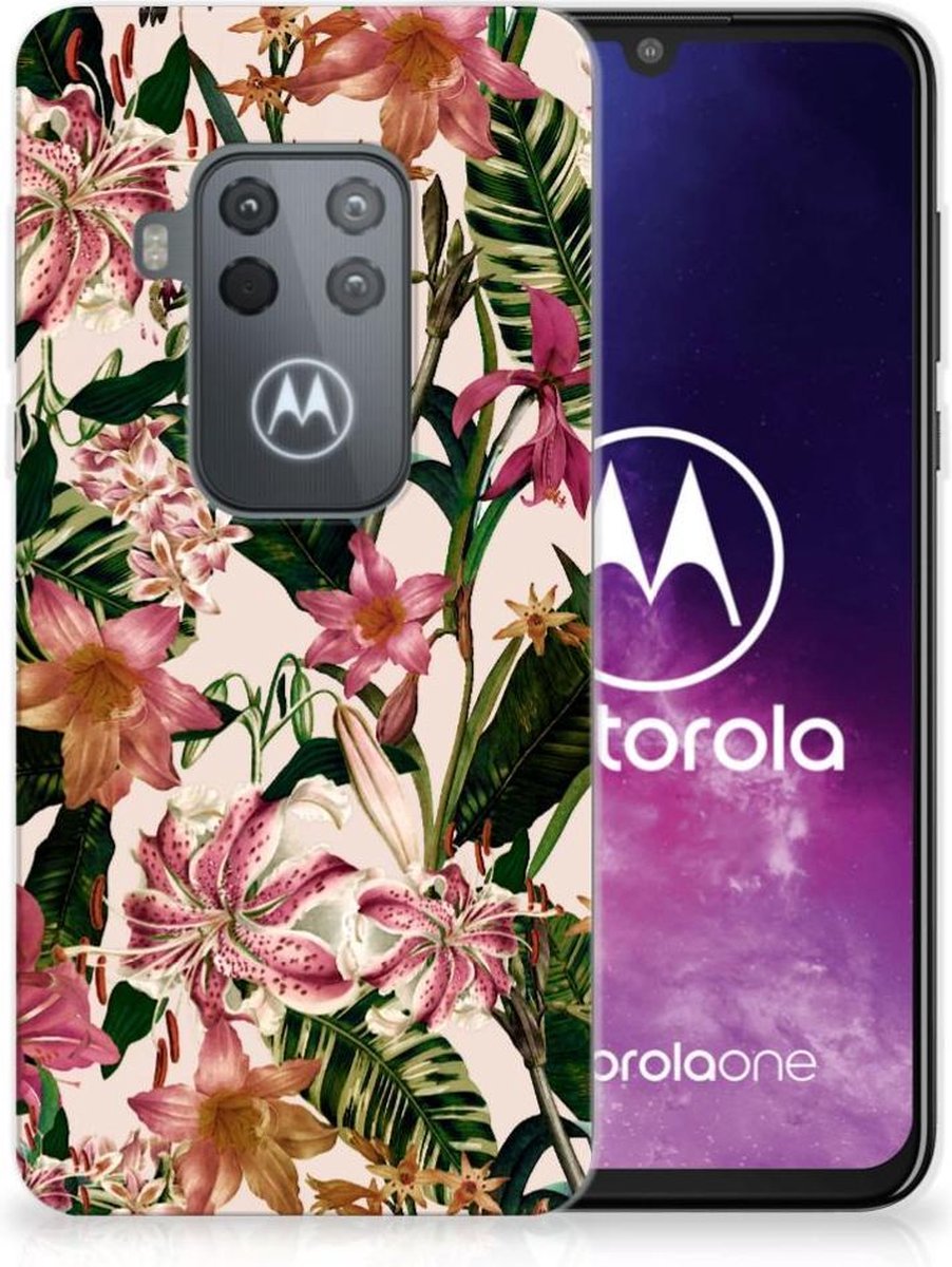 Back Cover voor Motorola One Zoom TPU Case Flowers