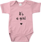 Babyromper - It's a girl - licht roze - korte mouwen - 0 tot 3 maand