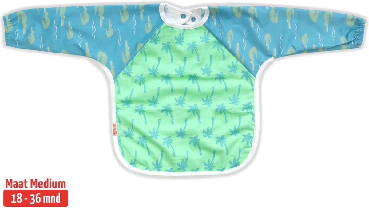 Goedkoopste Slab met mouwen | KliederZ lange mouwslab 18 - 36 mnd | jongens peuter slab Jungle groen LB04b