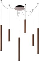 Lucide LORENZ - Hanglamp - Ø 120 cm - LED Dimb. - 6x4W 3000K - Roest bruin