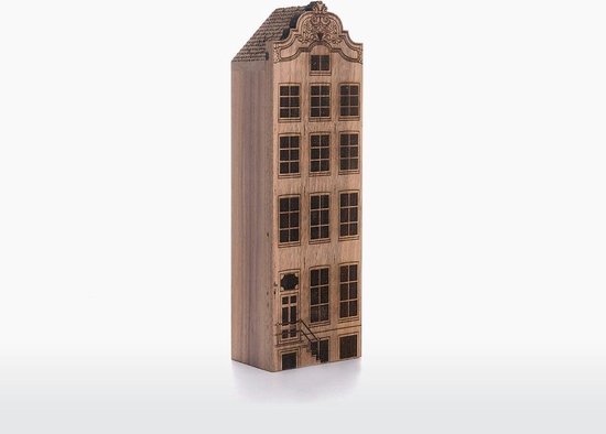 Wooden Amsterdam Amsterdams Grachtenpand - Amstel 101 - Walnoot - Product Grootte: XL (9.7 x 30 x 6 cm)