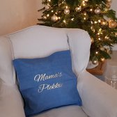 Sierkussen Kussen met tekst bedrukt cadeau mama| mama’s plekkie  blauw met opdruk goud met vulling| 50x50 cm | Moederdag verjaardag vrouw feestdagen sinterklaas kerstmis voor de li