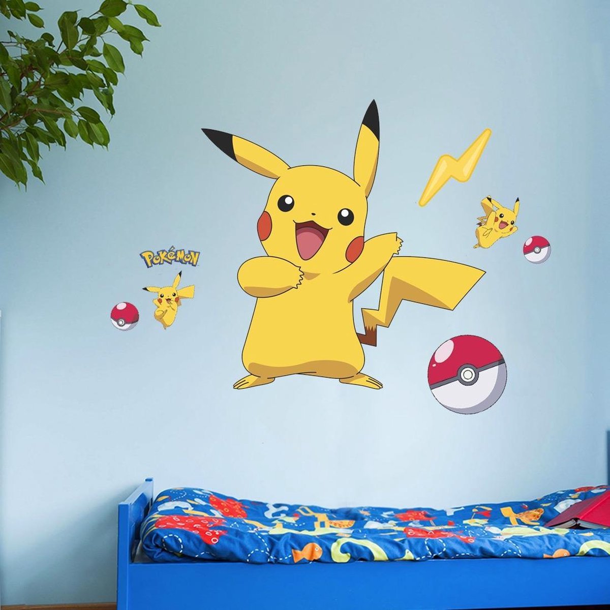 Autocollants muraux Pokemon Pikachu pour chambre d'enfant, papier