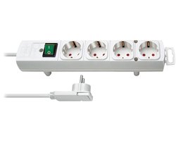 Comfort-Line Plus stekkerdoos met platte stekker 4-voudig wit 2m H05VV-F 3G1,5