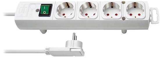Comfort-Line Plus stekkerdoos met platte stekker 4-voudig wit 2m H05VV-F 3G1,5