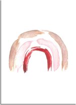 DesignClaud Regenboog Kinderkamer Poster Bruin Roze Rood A4 + Fotolijst zwart