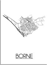 DesignClaud Borne Plattegrond poster  - A3 + Fotolijst wit (29,7x42cm)