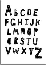 DesignClaud ABC poster - Alfabet poster - Zwart wit A4 + Fotolijst zwart