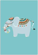 DesignClaud Olifant - Indianen Stijl - Kinderkamer poster A3 + Fotolijst zwart