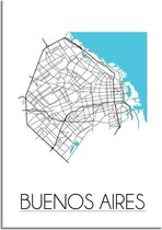 DesignClaud Buenos Aires Plattegrond poster A4 + Fotolijst wit