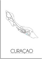 DesignClaud Curacao Plattegrond poster A2 + Fotolijst zwart