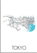 DesignClaud Tokyo Plattegrond poster A2 + Fotolijst zwart