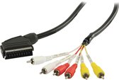 S-Impuls Scart (m) - Composiet 3RCA IN + OUT (m) kabel / zwart - 2 meter