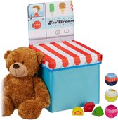 relaxdays opbergbox - opvouwbaar - kinderen - speelgoedkist - poef - hocker - opbergruimte Icecream