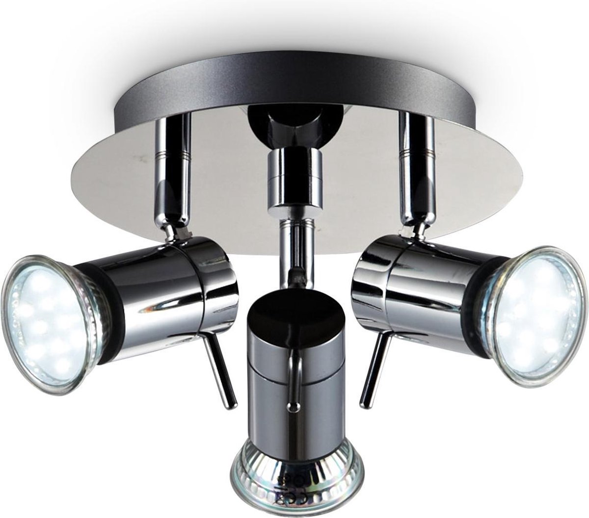 B.K.Licht - Plafondspots Badkamer - badkamerlamp - GU10 fitting - opbouwspots met 3 lichtpunten - draaibar - IP44 - incl. 3x GU10 - 3.000K - 250Lm - 4W