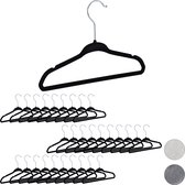 Relaxdays kinderkleerhanger - kleerhangers kinderen - kinderhanger - draaibare haak - Zwart, Pak van 30