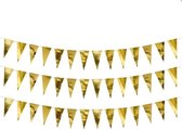 3x Metallic gouden vlaggenlijnen 2 meter - Oud & Nieuw decoratie - Oudjaarsavond versiering