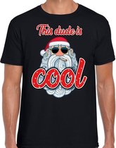 Fout Kerst shirt / t-shirt - Stoere kerstman - this dude is cool - zwart voor heren - kerstkleding / kerst outfit M (50)