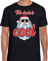 Fout Kerst shirt / t-shirt - Stoere kerstman - this dude is cool - zwart voor heren - kerstkleding / kerst outfit L (52)